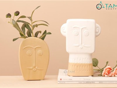 Bình hoa gốm cao cấp mặt người có râu CE-BG-03